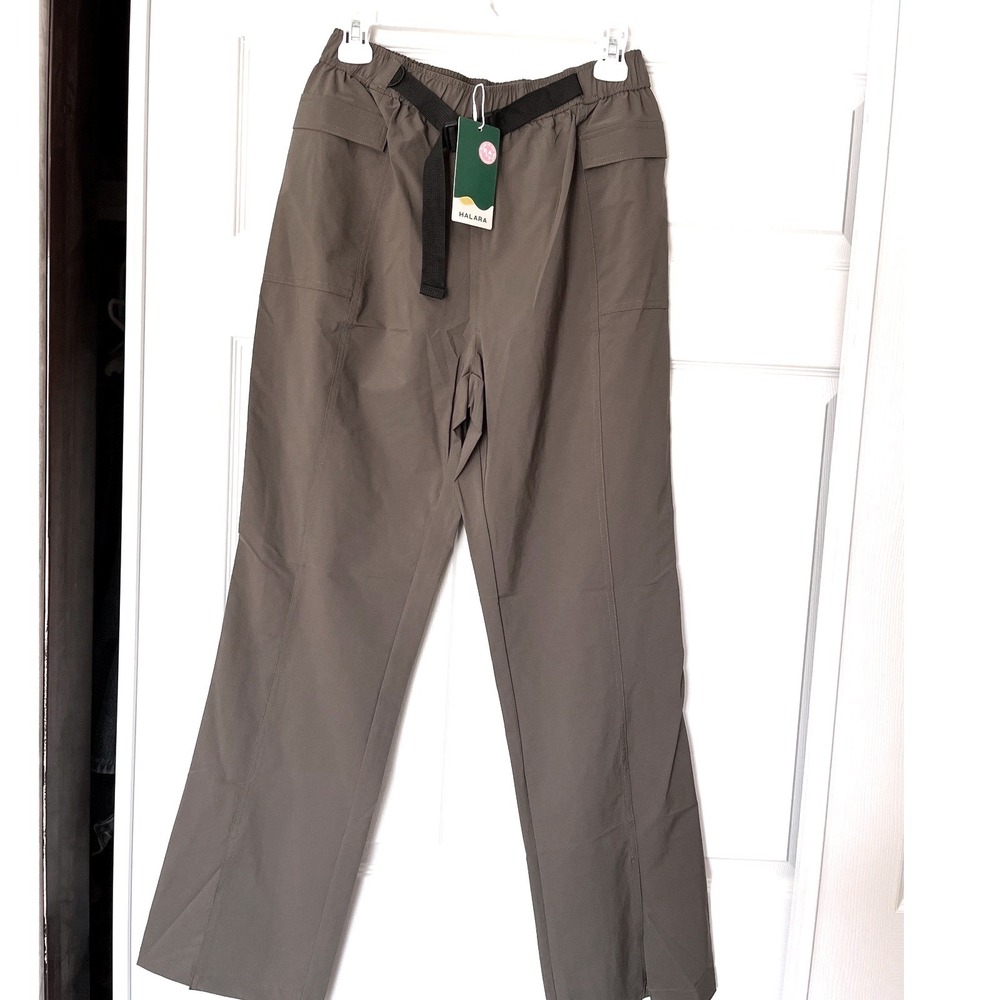 Halara Olive/Brown High Waisted Cargo Hiking Pants Belted Side Slit Size M New